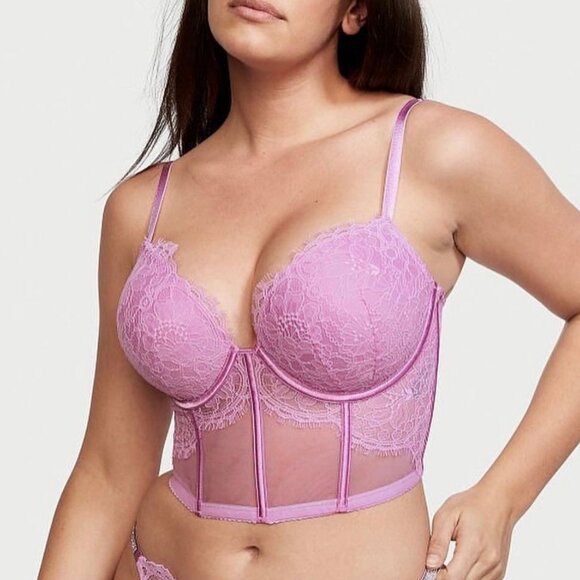 Victoria’s Secret Very Sexy Longline Push Up Bra Lilac Pink - Picture 1 of 7